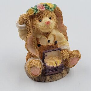 Whimsical Bunny Figurine with Treasure Chest – Spring Easter Decor